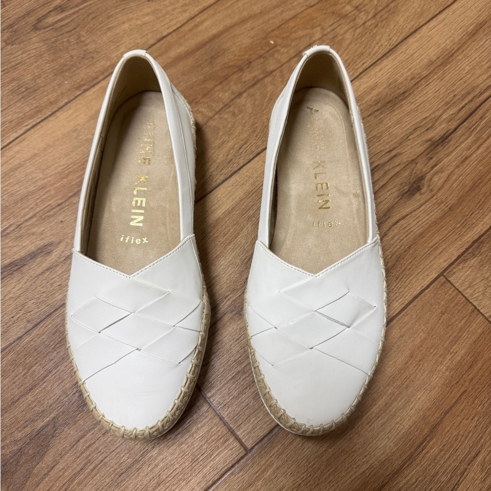 Anne Klein Cream Espadrille Loafers